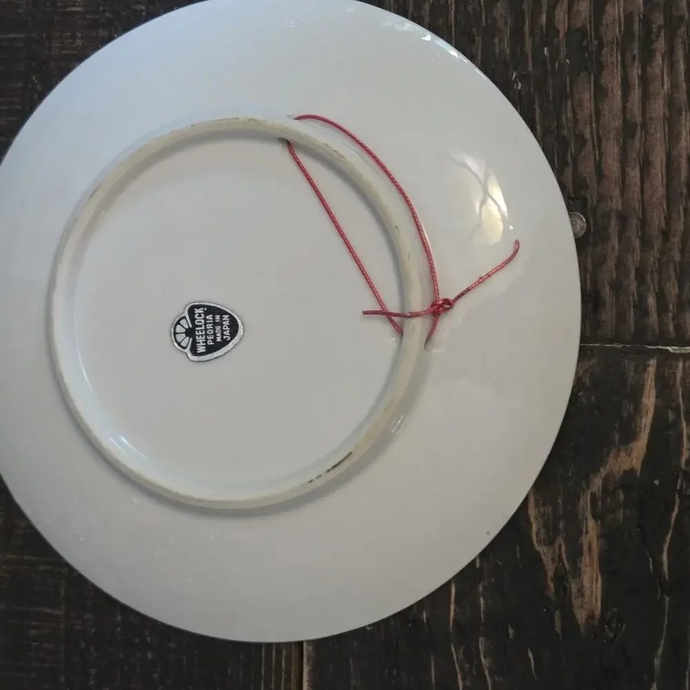 Vintage Wheelock Peoria Japan Raised Yellow Rose Pink Roses Collector Plate
